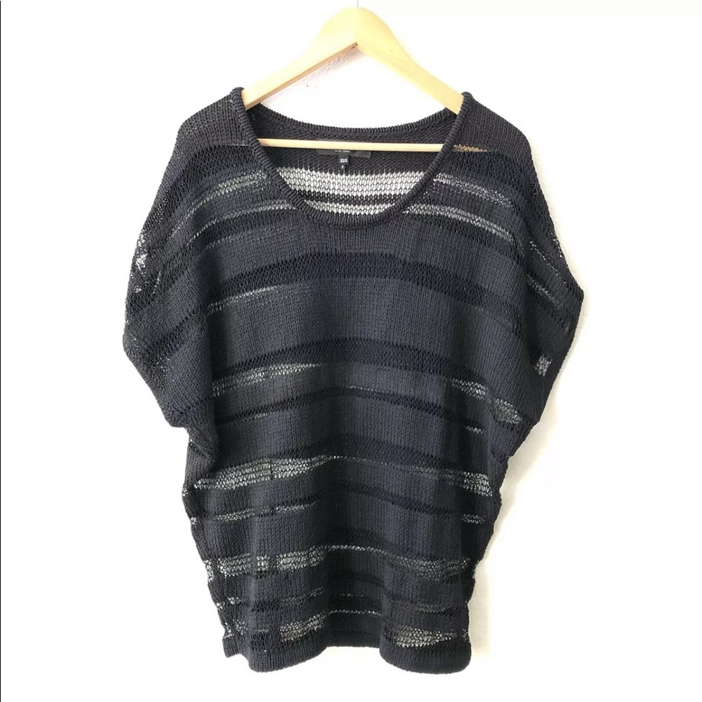 Rag Bone Mesh Knit Sweater Top Size XS/S Women's Black